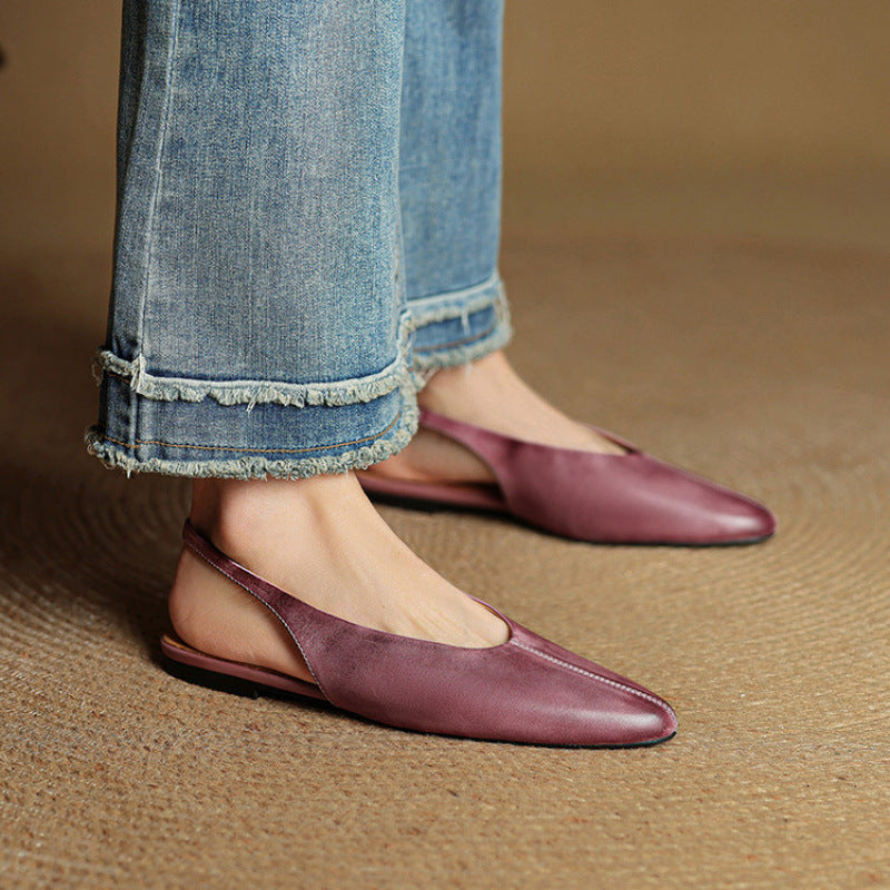 Women's Korean Pointed Toe Closed Beef Tendon Soft Bottom Large Size Sandals