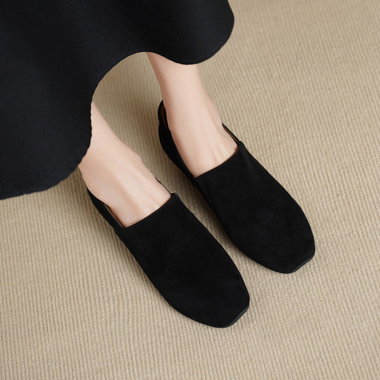 Women's Split Chunky Deep Mouth Four Small Comfortable Retro Leather Shoes