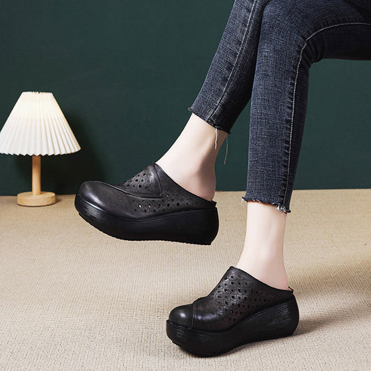 Women's Outer Wear Closed Toe Hollow Hole Increased Slippers