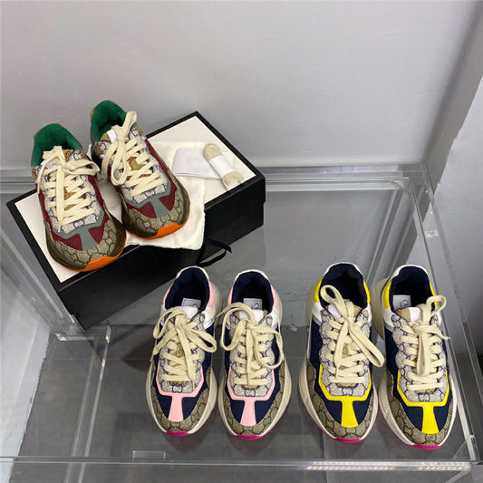 Women's & Men's Home Dad Color Matching Presbyopic Colorful Platform Height Sneakers