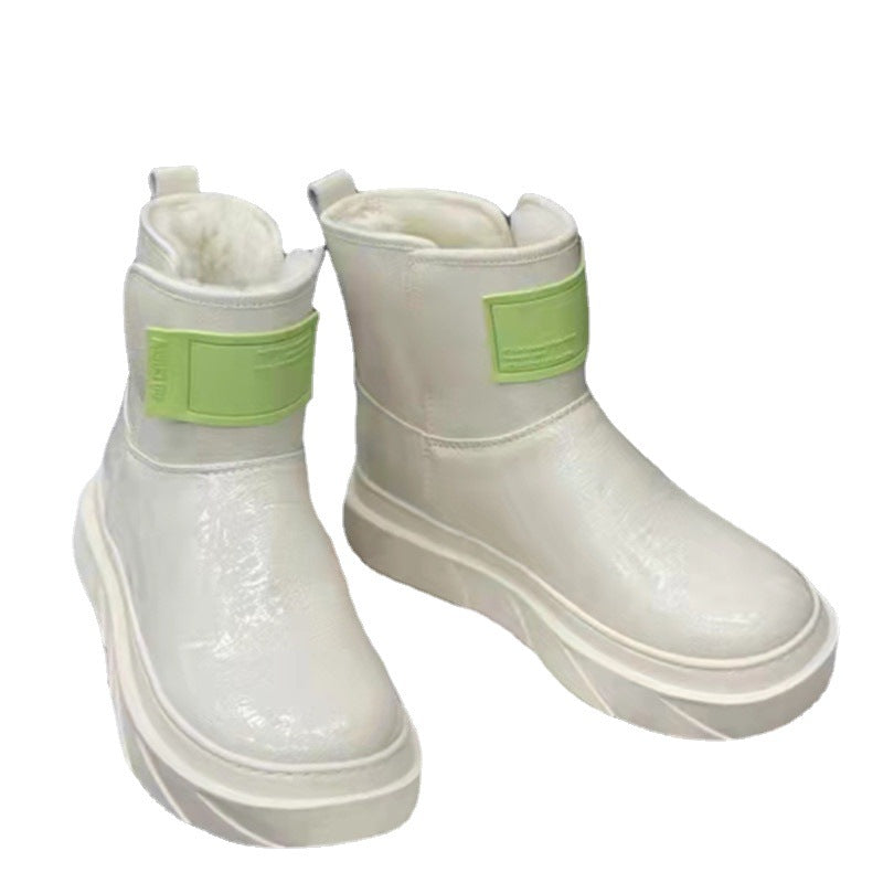 Women's For Winter Glossy Warm Booties Fleece-lined Snow Boots