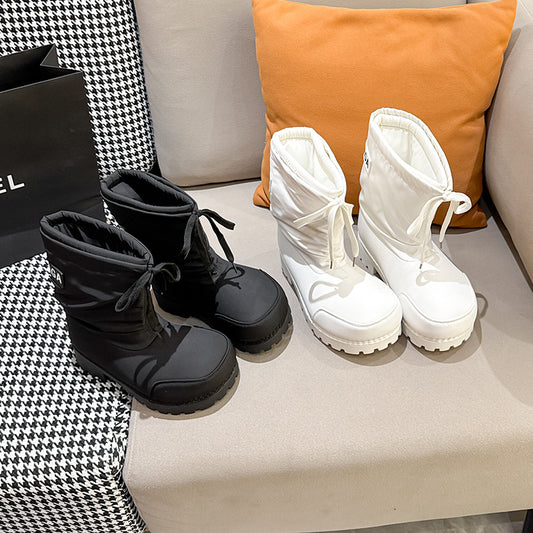 Winter Warped Head Big Ugly Drawstring Lace Snow Boots