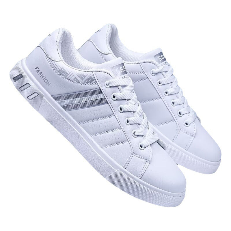 Men's Large Size Trendy Breathable White Low Sneakers