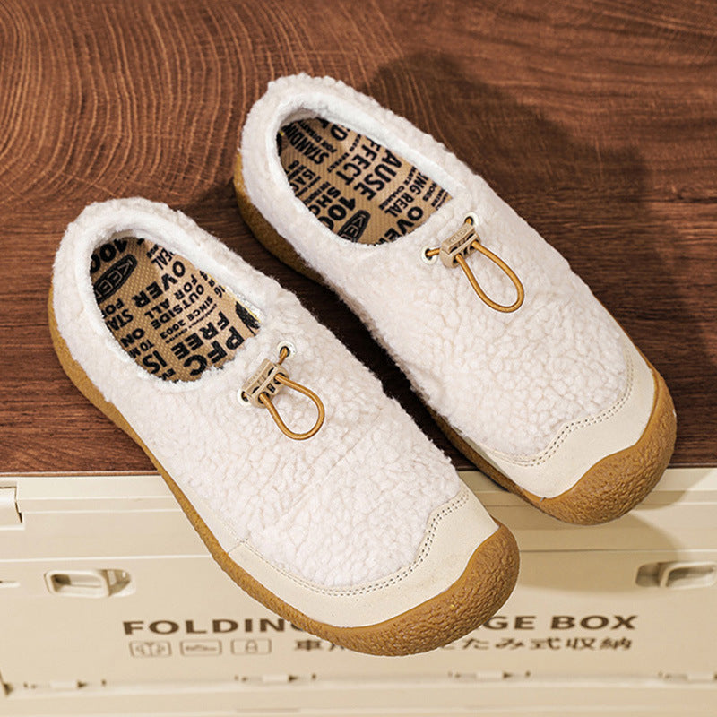 Women's Small Sheep Hooves Flat Warm Brush Outdoor Men's Shoes