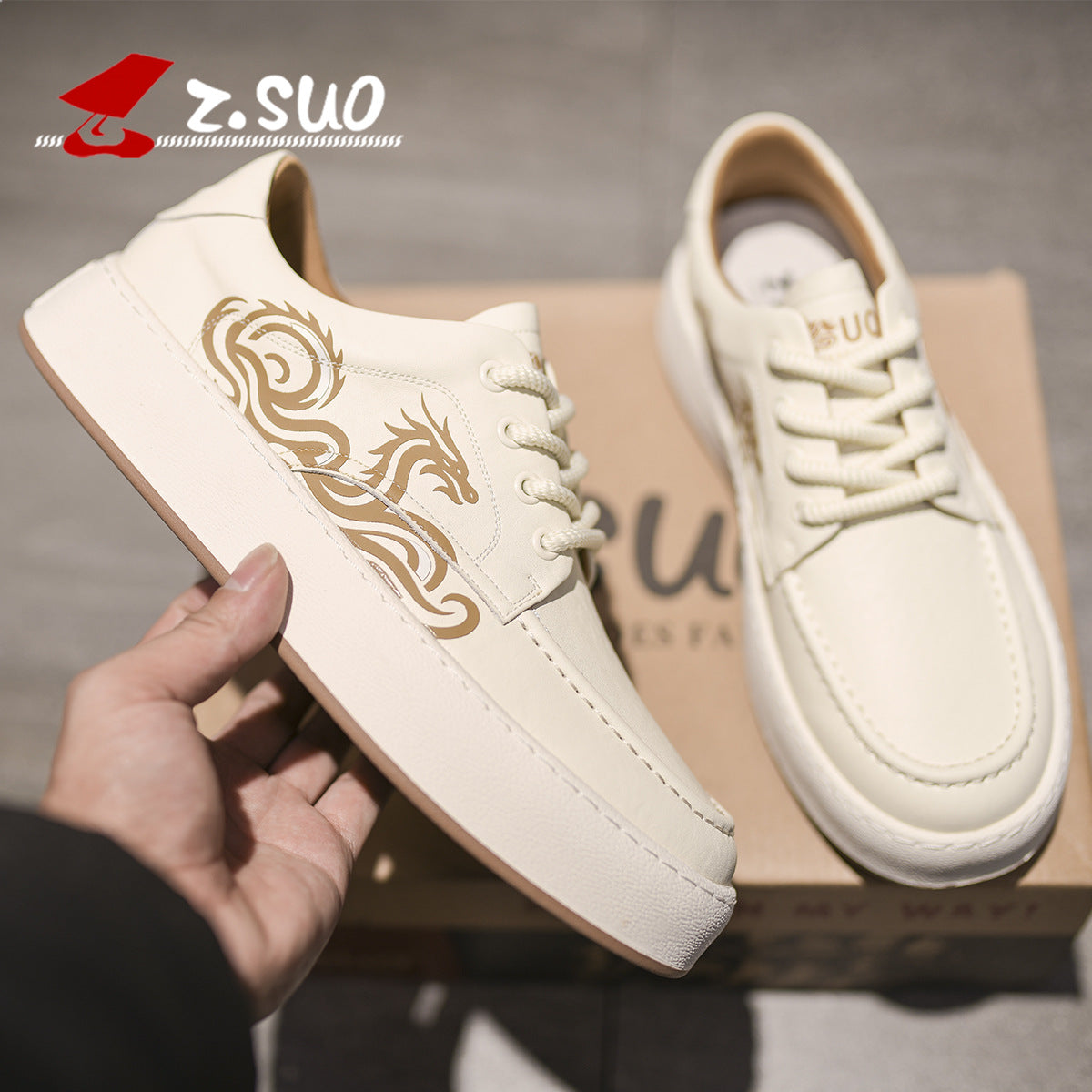 Men's White Dragon Limit Fashion Board Raise Casual Shoes