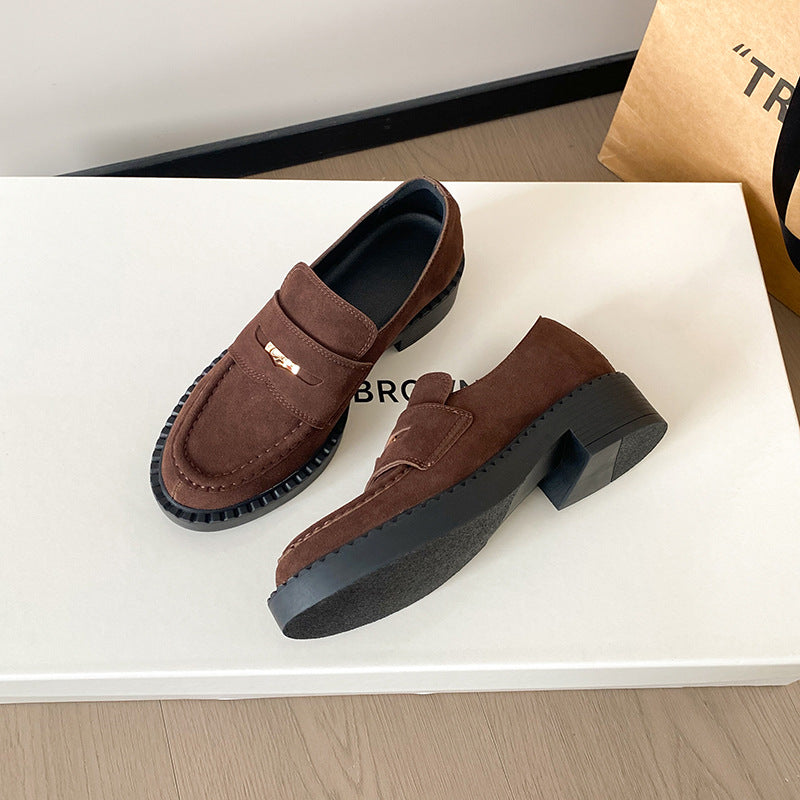 Women's All Genuine Autumn Small Gold Coin Loafers