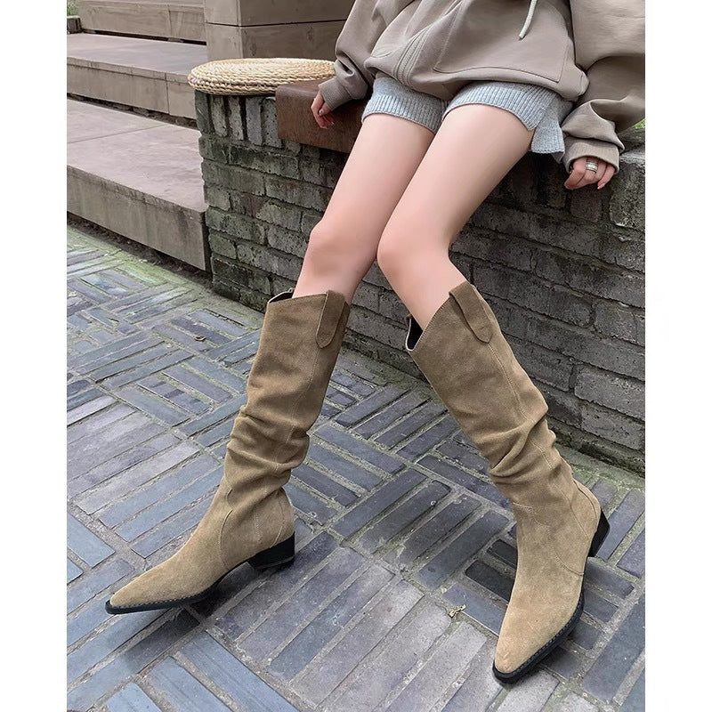 Women's Genuine Frosted Suede High Pile Style Women's Leather Boots