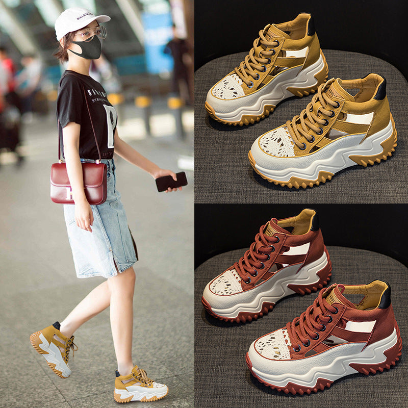 Women's Summer Fashion Retro Lightweight Height Increasing Women's Casual Shoes