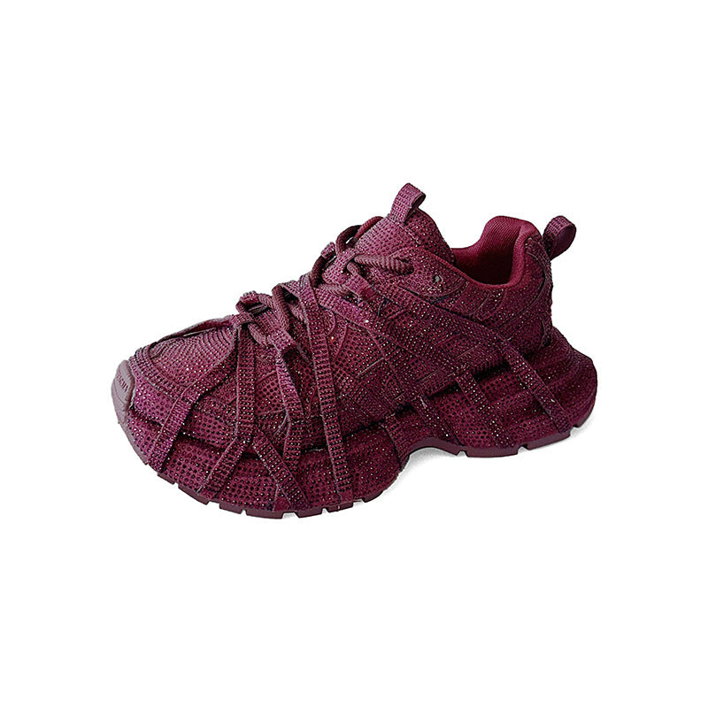 Women's Dad Thick Bottom Full Diamond Octopus Breathable Lightweight Comfort Women's Sports Shoes