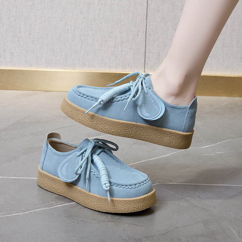 Women's & Men's Couple Platform Kangaroo Biscuit Derby Retro Women's Sports Shoes