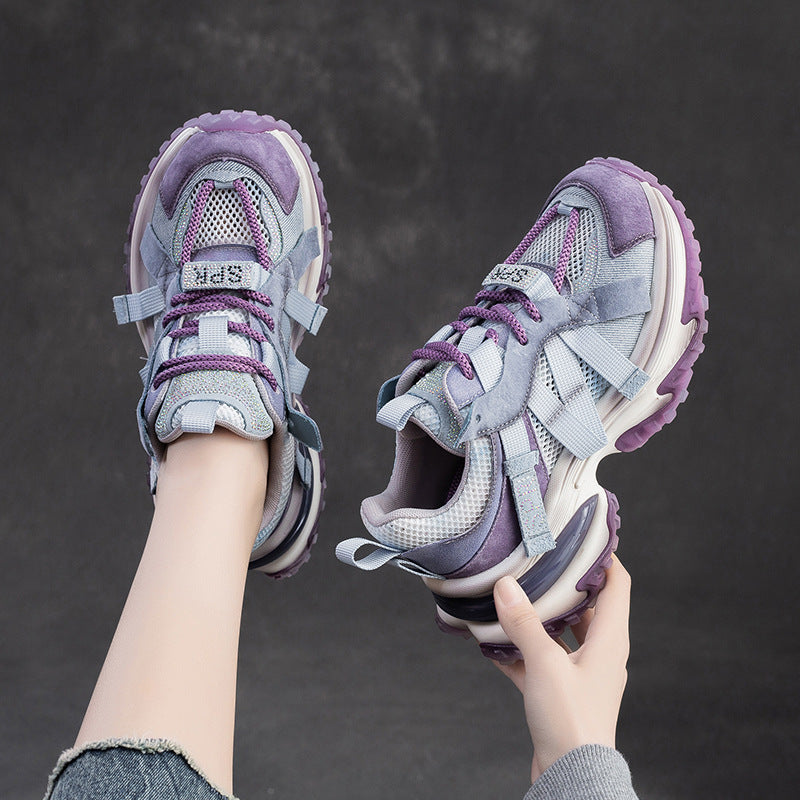 Women's Matching Light Diamond Breathable Mesh Dad Niche Style Affordable Casual Shoes