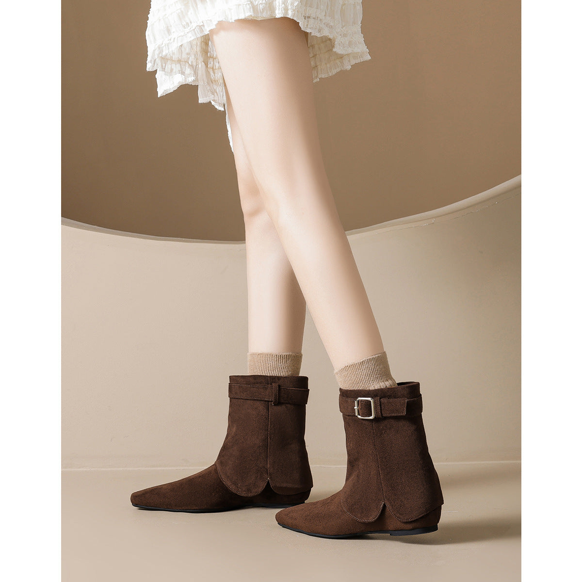 Height Increasing Insole Suede Pointed Temperament Thin Women's Leather Boots
