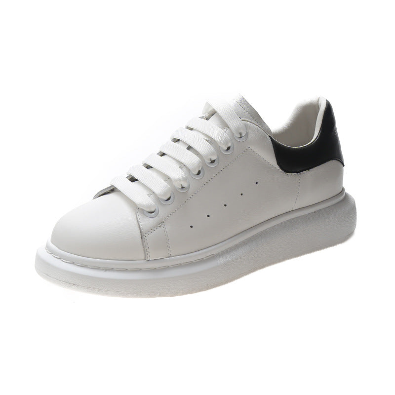 Women's & Men's First Layer Cowhide Easy Wear Spring Platform Lace Up Round Men's Shoes