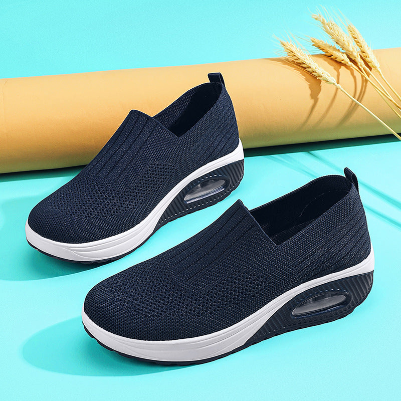 Women's Plus Size Slip-on Platform Air Cushion Mesh Casual Shoes