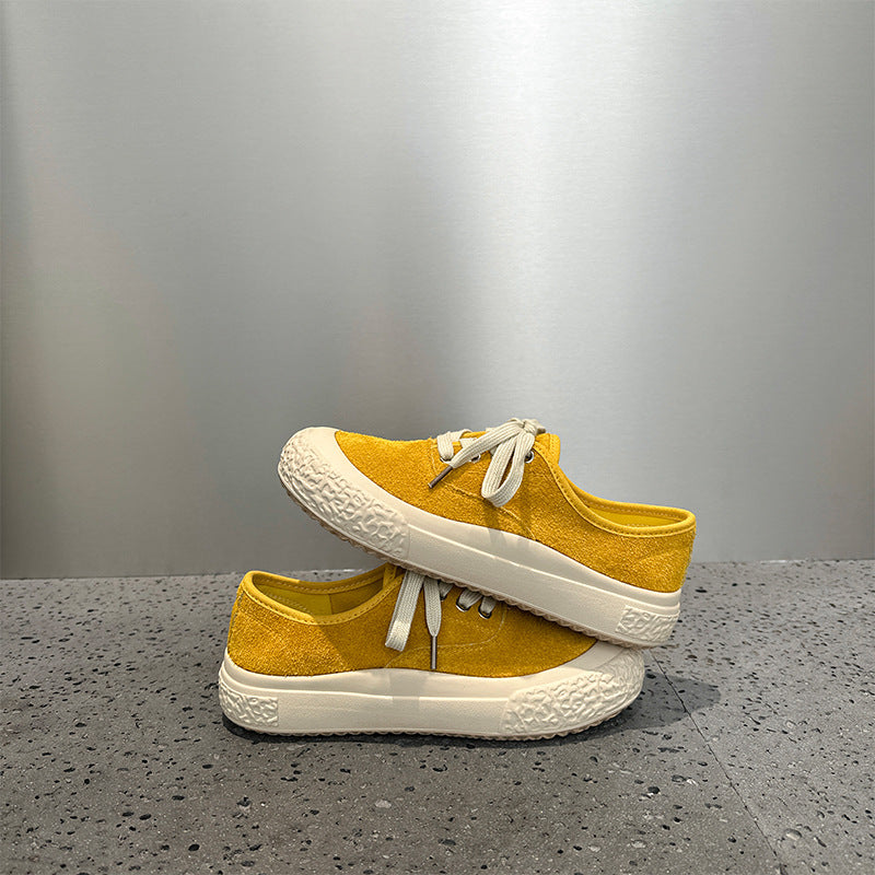 Women's Rubber Sole Retro Solid Color British Style Women's Casual Shoes