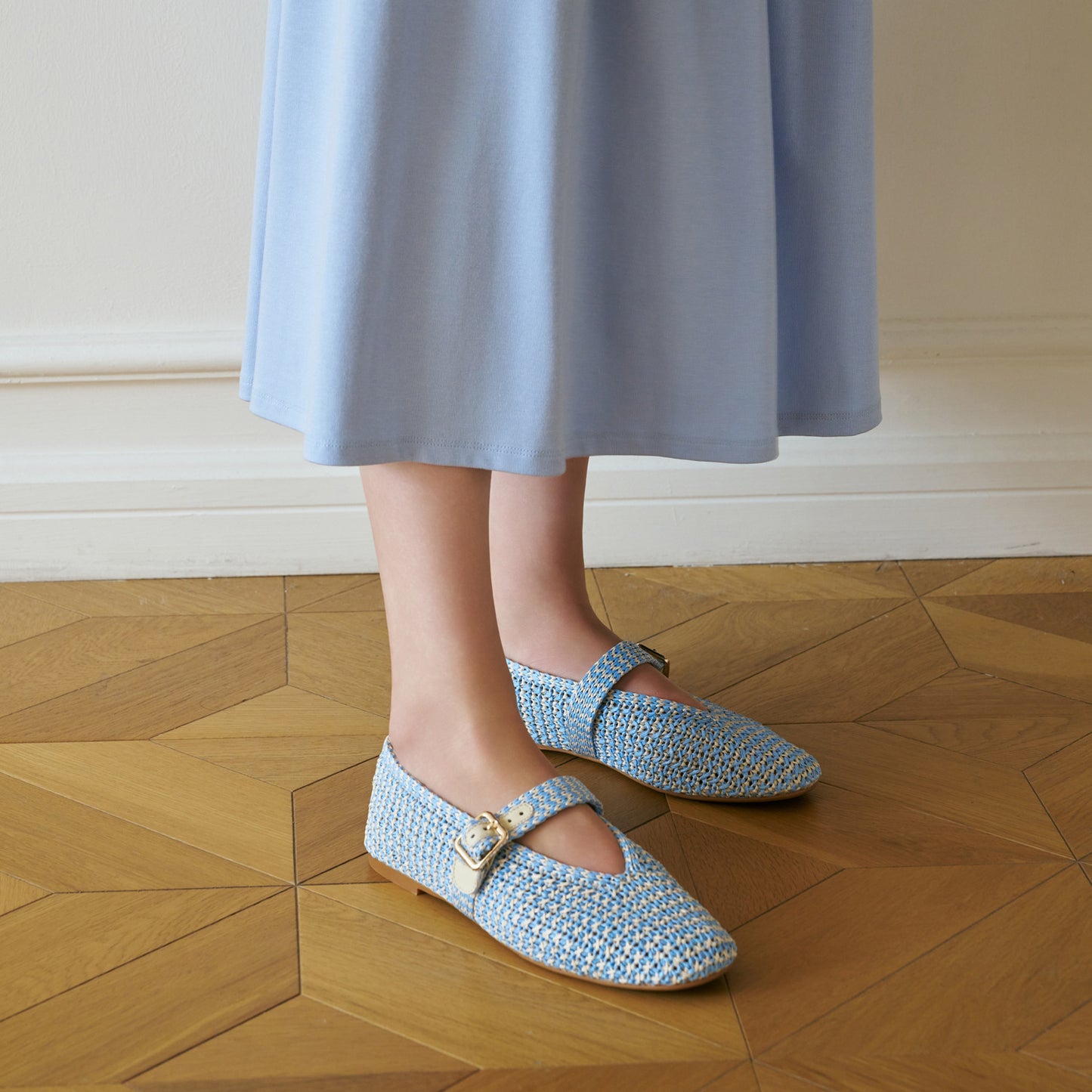 Women's Julia Woven Grass Mary Jane Flat Sandals