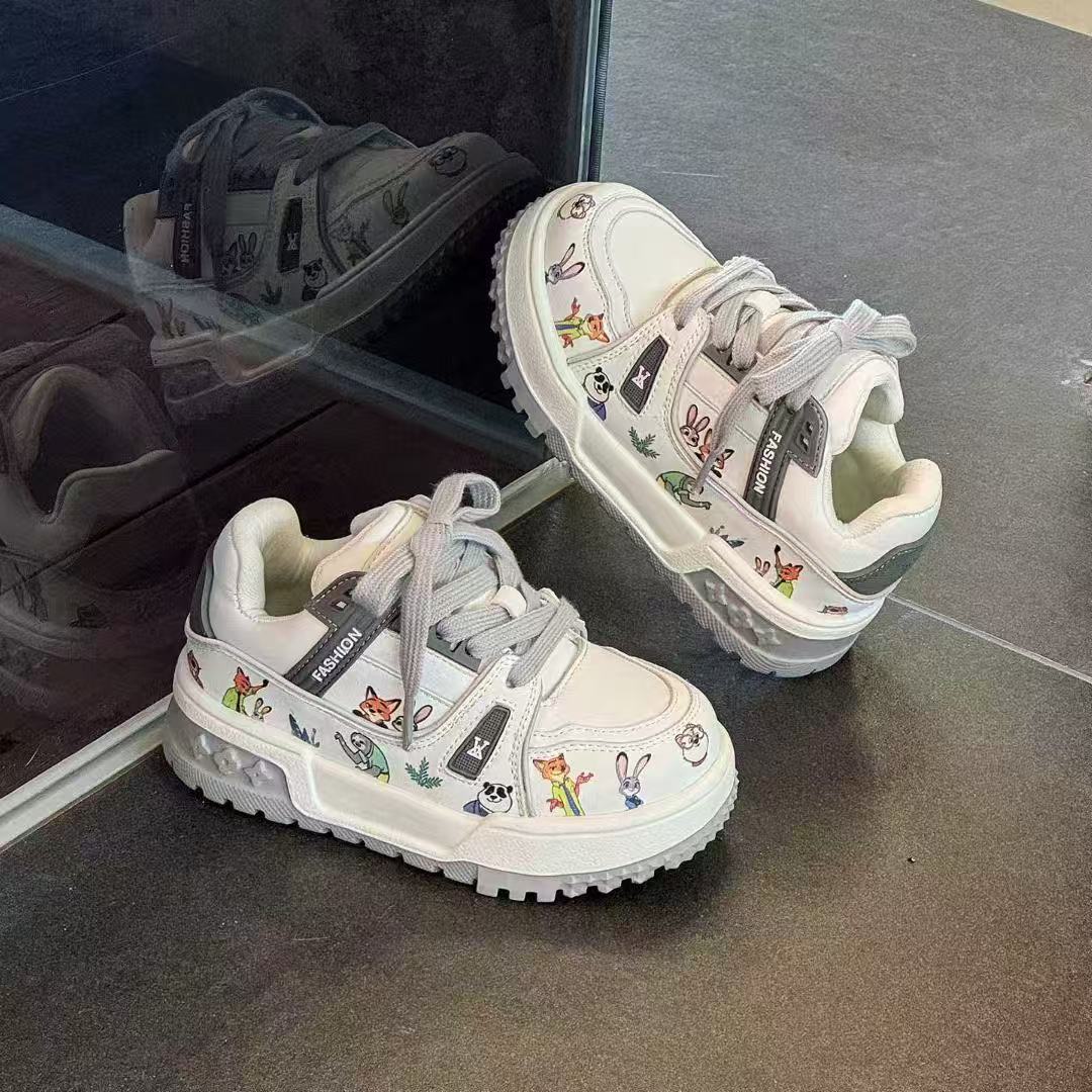 Children's Spring Cartoon Board Boys Medium Big Children's Sports Shoes