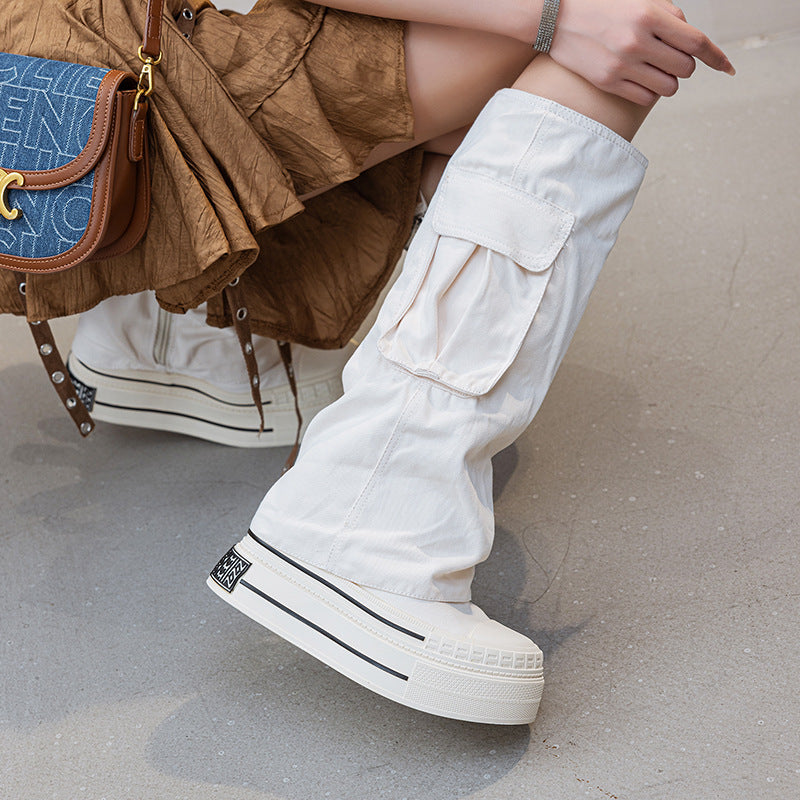 Increasing Insole Tooling Long Female High Leg Irregular Pleated Boots