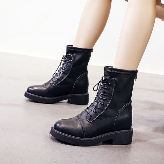 Women's Genuine Elevator Martin Autumn Ankle Brown Outdoor Women's Leather Boots