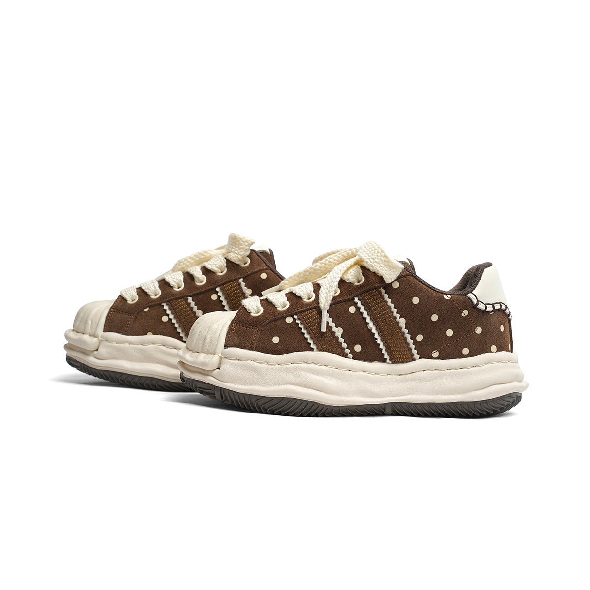 Toe Dissoed Polka Dot Niche Retro Suede Genuine Women's Casual Shoes