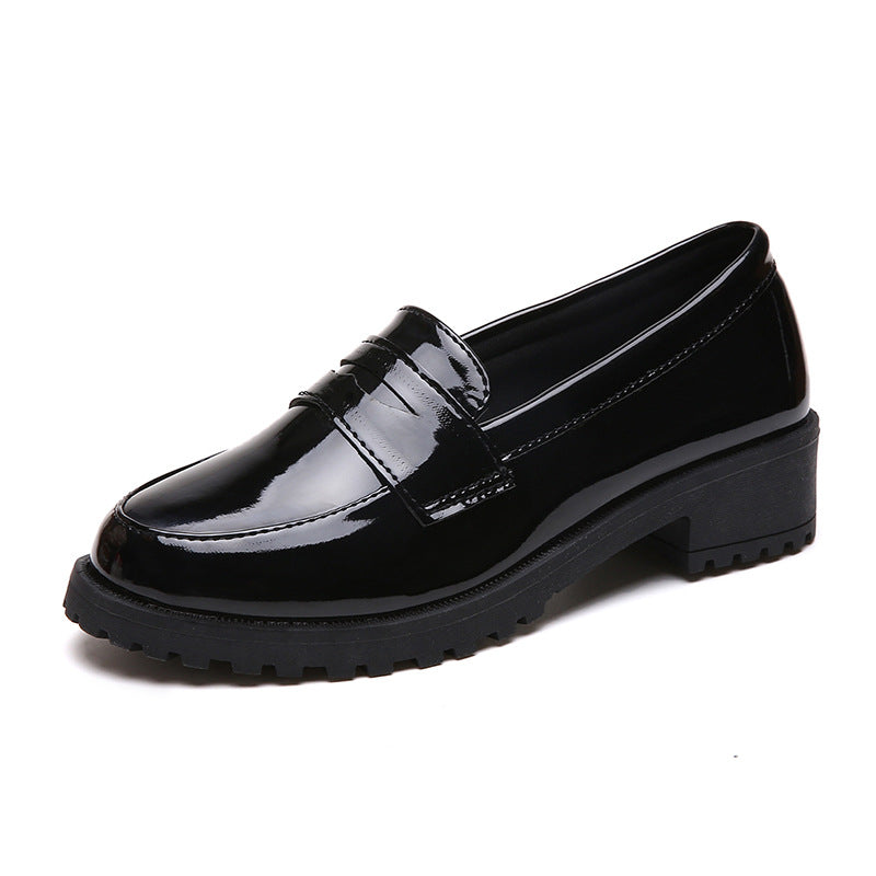 Women's Good Match Black British Mary Jane Round Toe Vintage Platform Leather Shoes