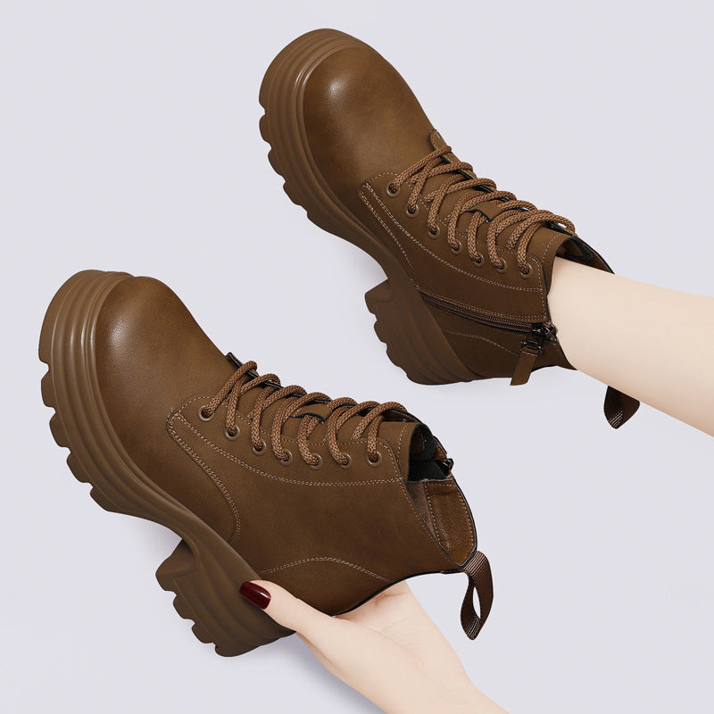 Women's Martin Fleece-lined British Style Thick-soled Small Boots