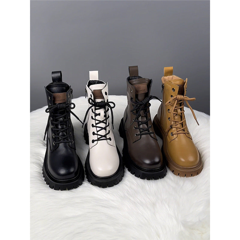 Women's Martin British Style Trendy Platform Ankle Women's Leather Boots