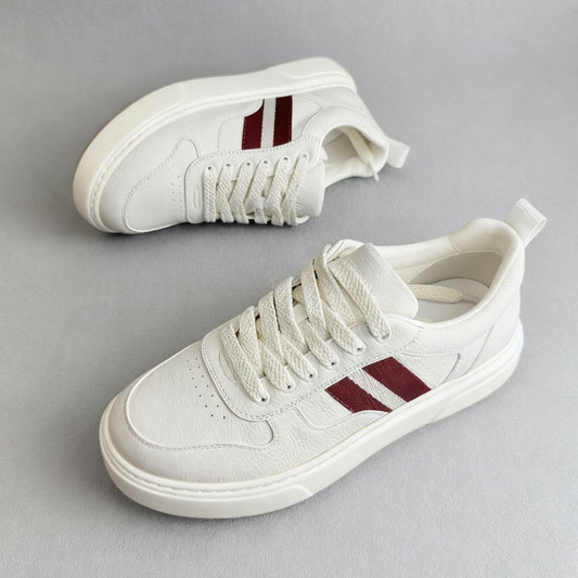 Men's Lace Up Thick Bottom Lychee Pattern White Fashion Men's Board Shoes