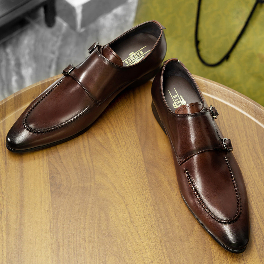 Men's Pointed Toe Side Buckle Trendy British Casual Shoes