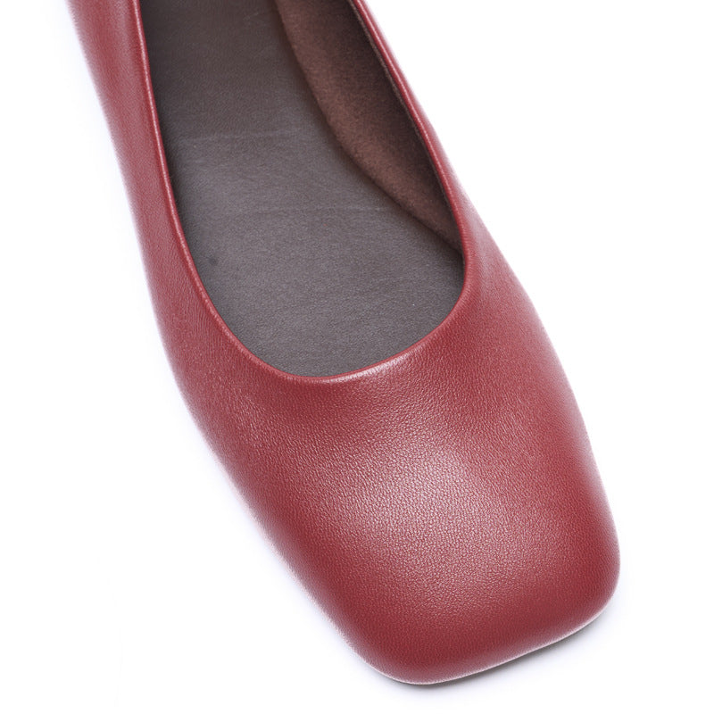 Women's Summer Flat Square Toe Ballet Low-cut Low Comfort Light Heels