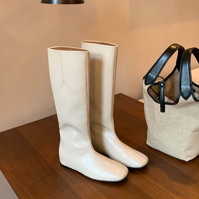 Women's Mom Height Increasing Insole Head Flat Bottom Middle Boots