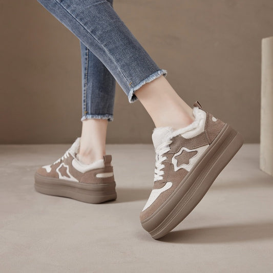 Women's Warm White Genuine Winter Korean Style Casual Shoes