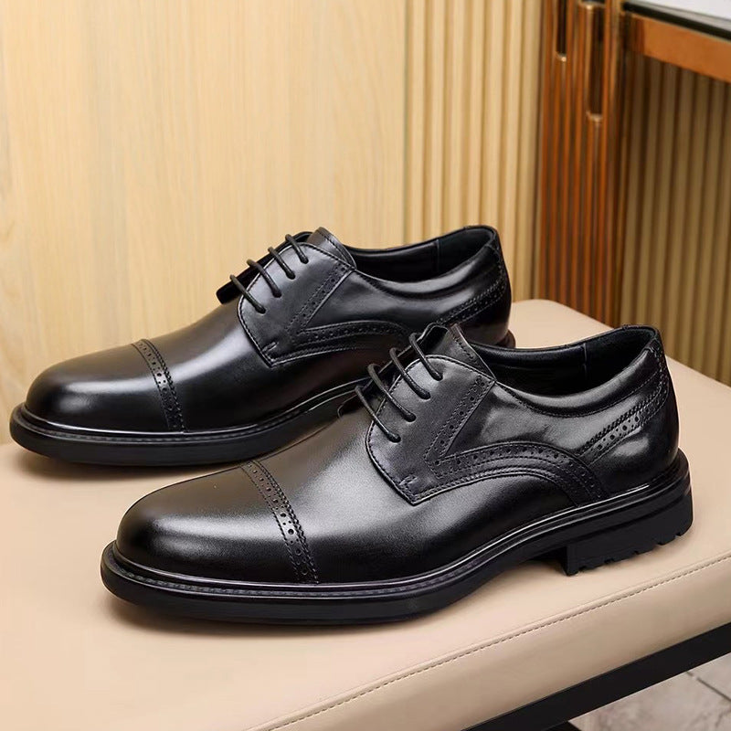 Men's Bottom British Formal Wear Genuine Breathable Comfortable Wedding Leather Shoes