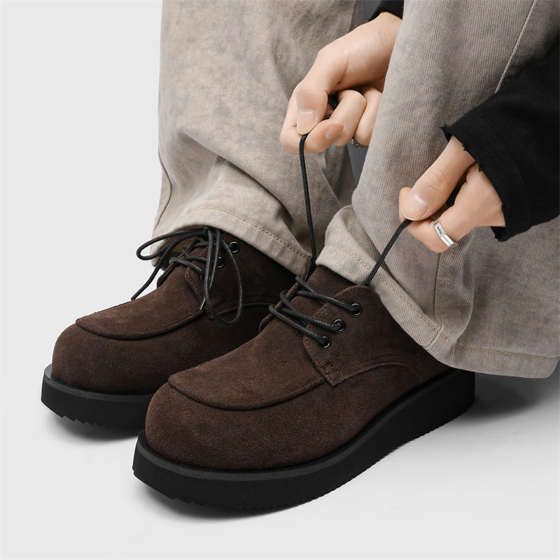 Platform Commuter Height Increasing Trendy Big Toe Derby Leather Shoes