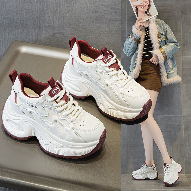 Women's Spring Korean Style Hidden Platform White Wedge Women's Casual Shoes