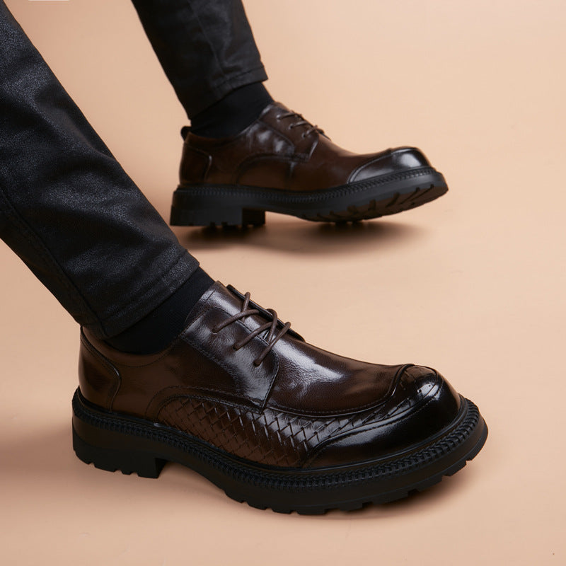 Men's First Layer Cowhide British Groomsman Black Bridegroom Formal Wear Soft Men's Business Leather Shoes