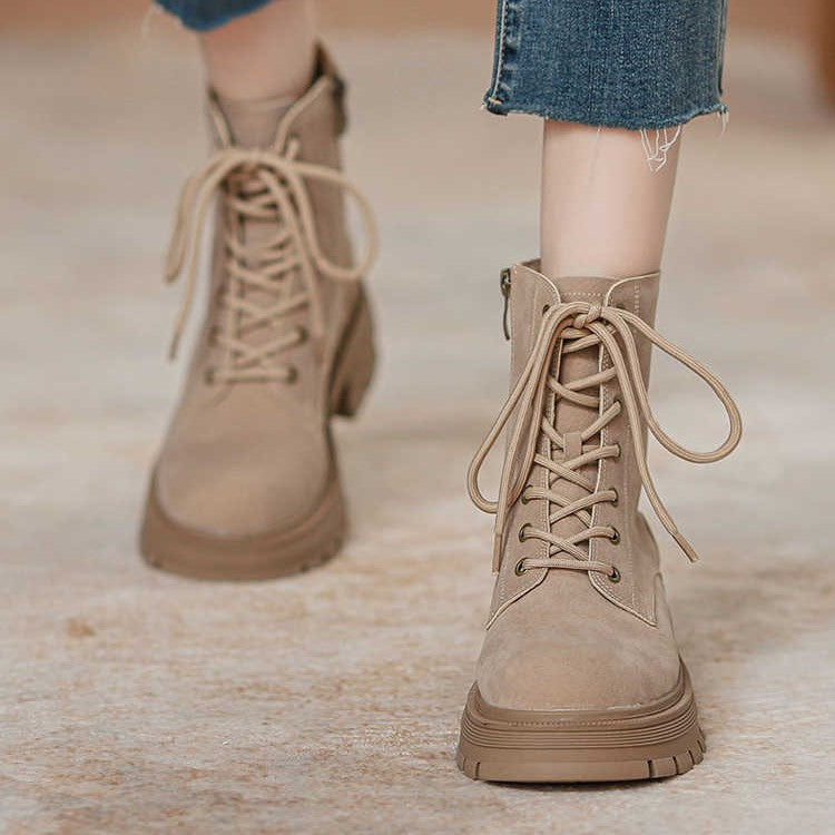 Versatile Abrasive British Fan Platform Ankle Vintage Martin Female Height Women's Leather Boots
