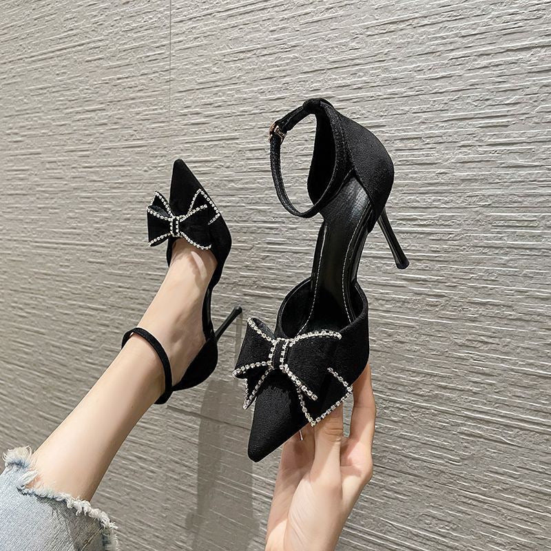 Women's Toe French High Black Strip Stiletto Women's Shoes