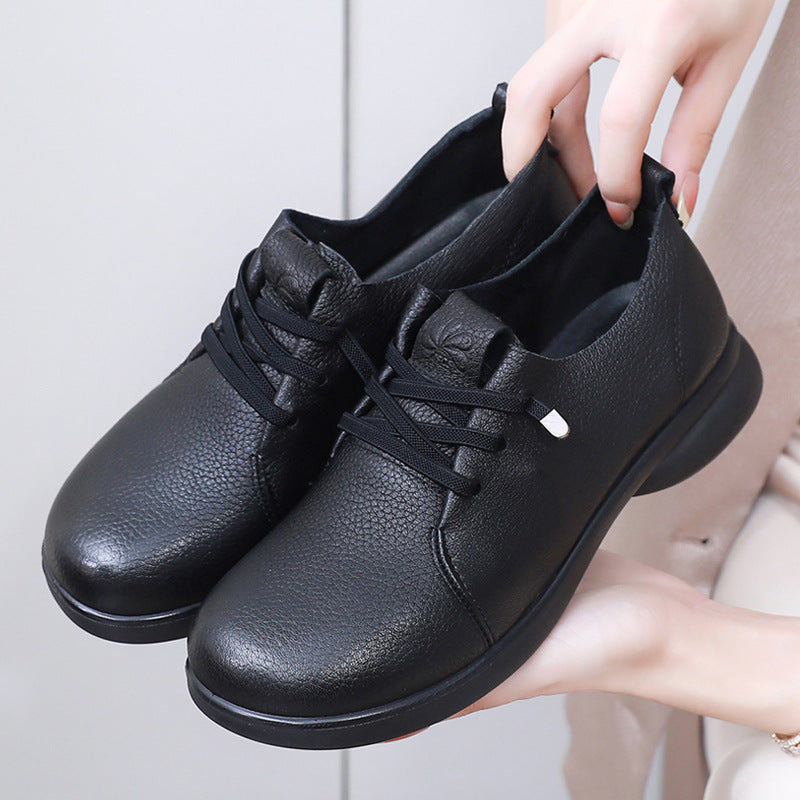 Women's Comfortable Breathable Sheepskin Soft Bottom Surface Daily Middle-aged Mother Shoes