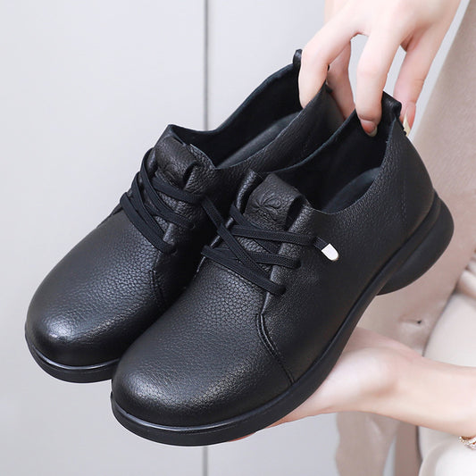 Women's Comfortable Breathable Sheepskin Soft Bottom Surface Daily Middle-aged Mother Shoes