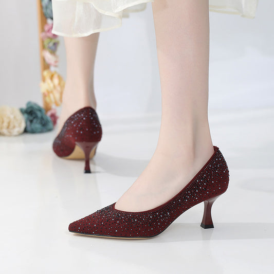 Women's Autumn Pointed Toe Stiletto Hot Rhinestone Women's Shoes