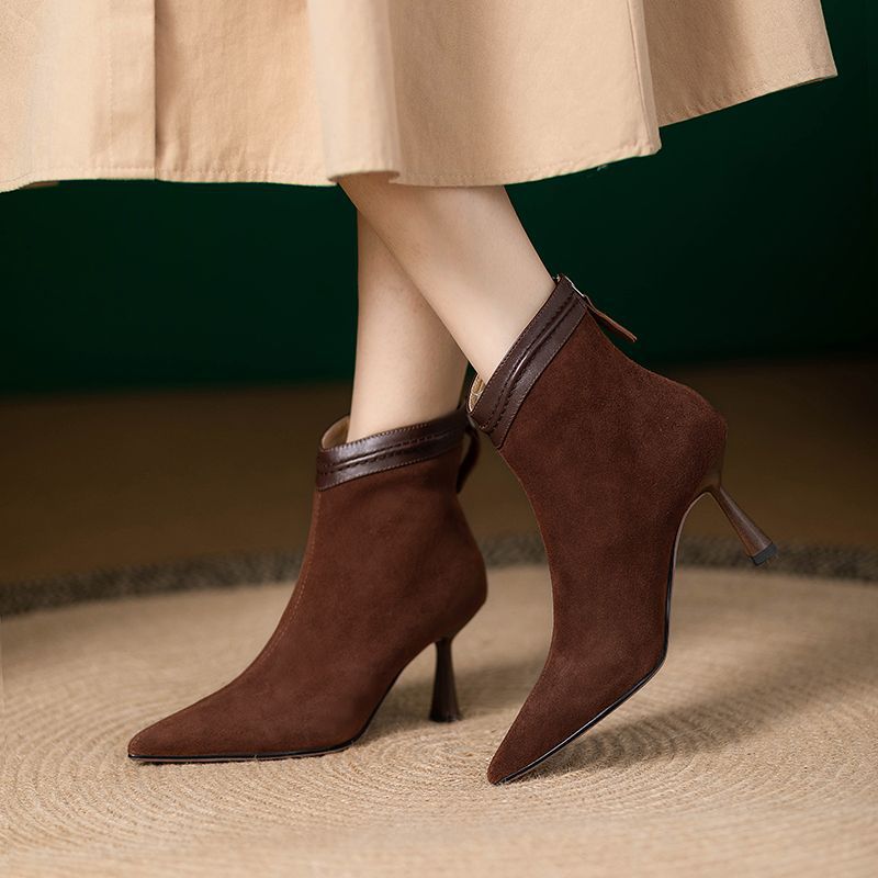 Women's & Men's Stiletto Ankle Vintage Matte Simple Graceful Women's Leather Boots