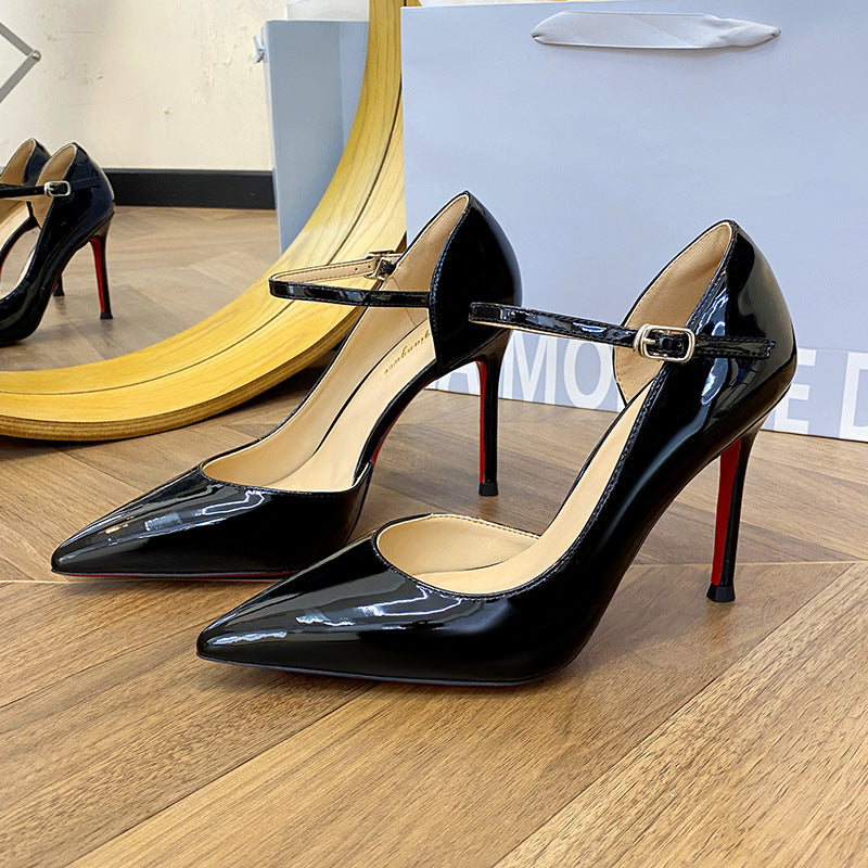 Women's Not Tired Feet Temperament Pointed Toe Sexy Side Empty Red Women's Fashion Shoes