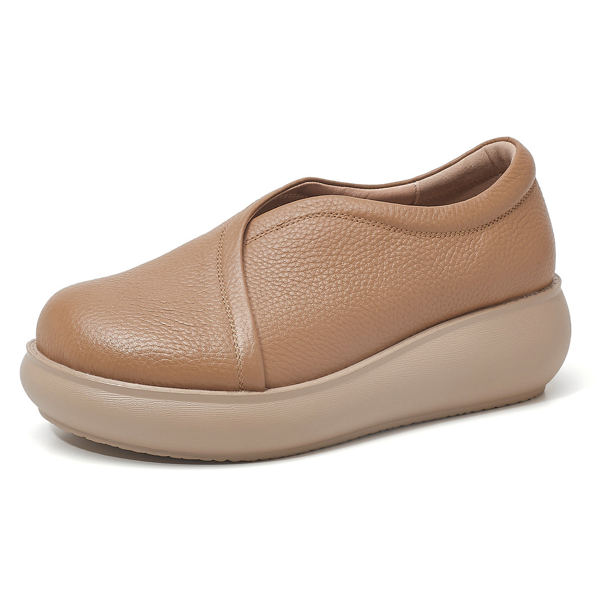 Women's Comfortable Flat Mom Soft Bottom Genuine Slip-on Women's Fashion Shoes