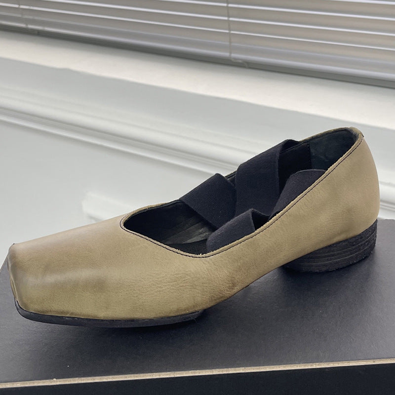 Women's Ballet Vintage Mary Cross Strap Distressed Pumps Women's Fashion Shoes