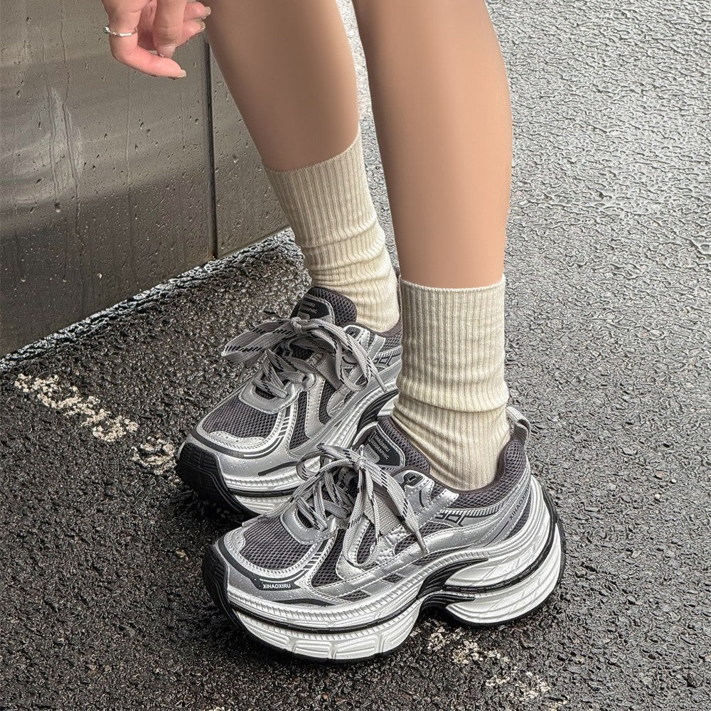 Women's Platform Heightened Daddy Pearl Color Casual Shoes