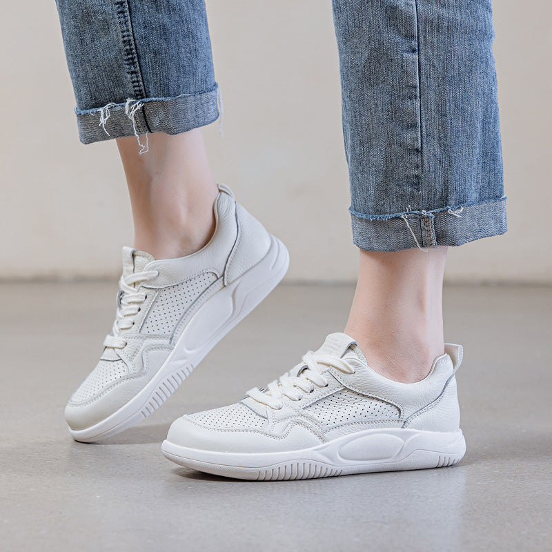 Women's First Layer Cowhide Easy Wear Flat Casual Shoes