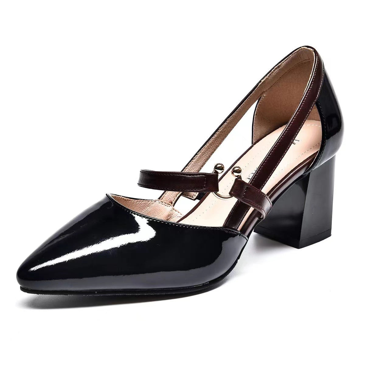 Women's Genuine French Style Small Chunky Pumps Fairy Pointed Women's Shoes