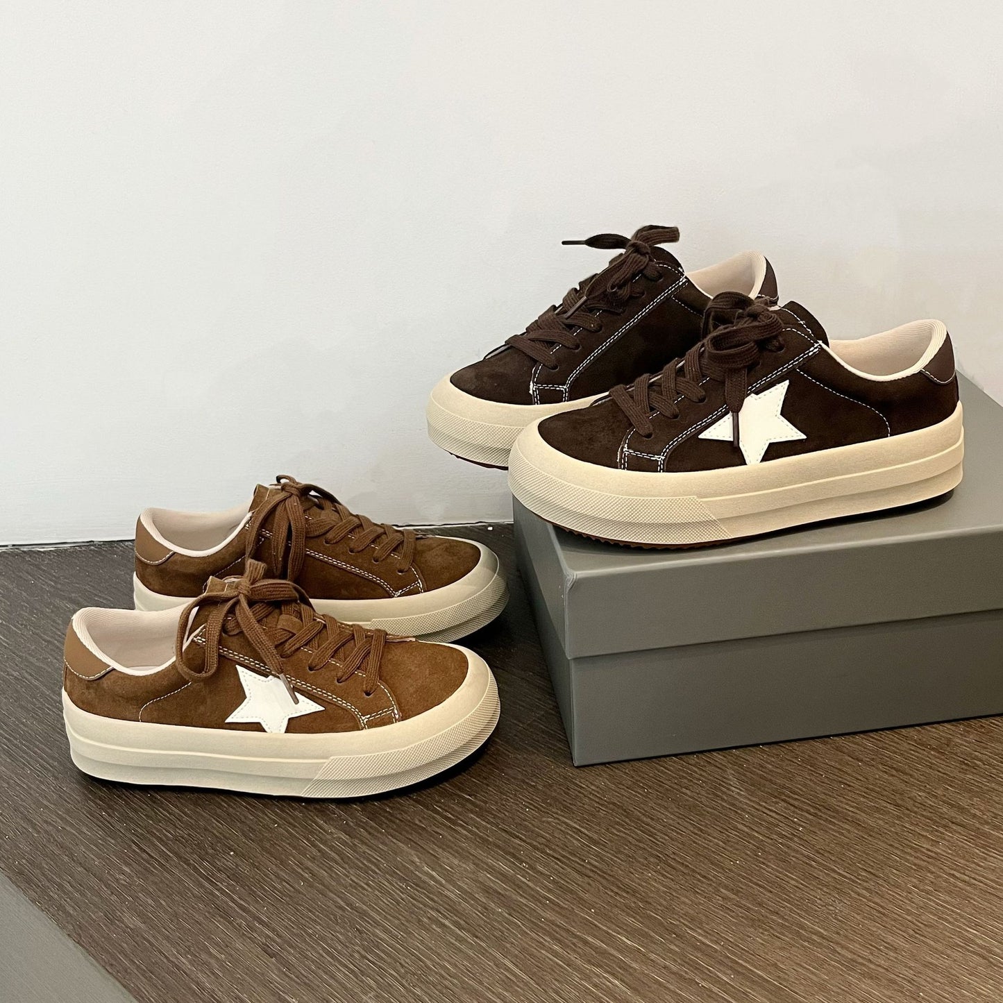 Women's Dirty Korean Style Round Head Distressed Thick Bottom Women's Board Shoes