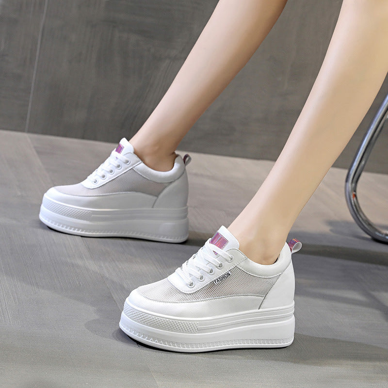 Women's Four Platform Height Increasing Insole Mesh Sneakers